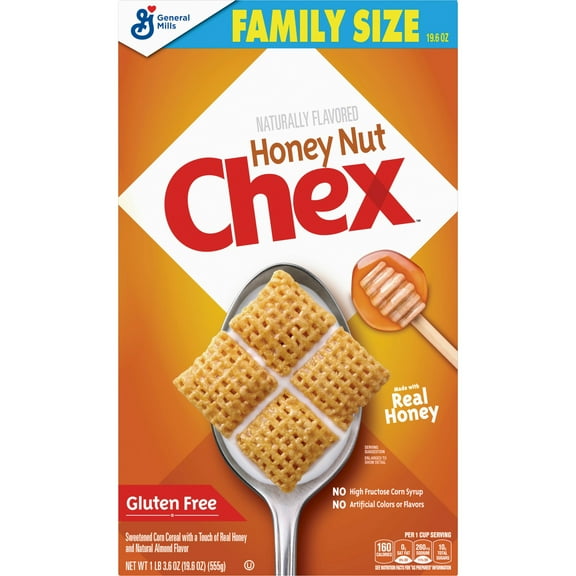 Pack of 4 General Mills Honey Nut Chex Cereal - Family Size - 19.6 oz - Package may vary
