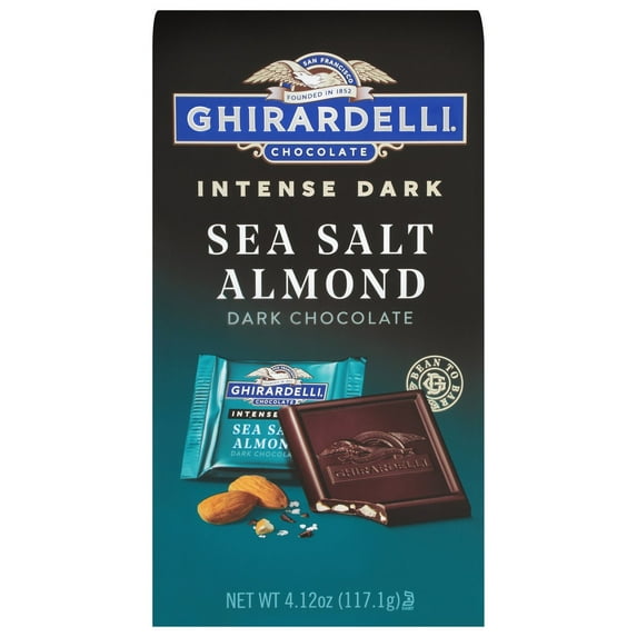 Pack of 4 Ghirardelli Sea Salt Almond Dark Chocolate Squares - 4.12 oz - Package may vary