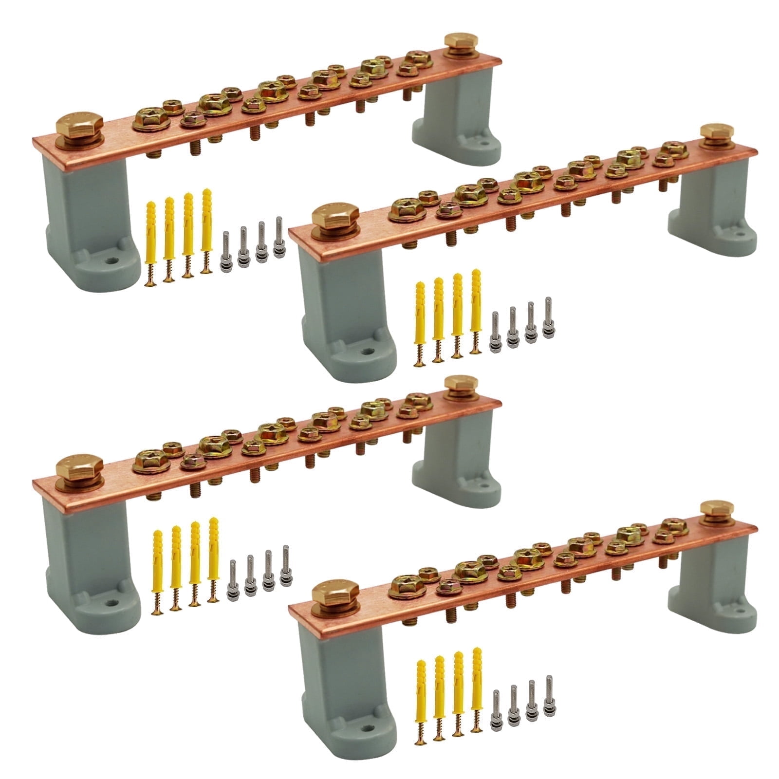 Clackets Bus 4 Pcs 7.8 Inches Copper Ground Bus Bar with 16 Terminal Positions ...