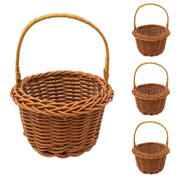 Pack of 4 Handwoven Flower Baskets Artifical Rattan Crafted Baskets Handheld Baskets for Home and Wedding Use