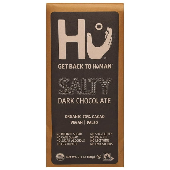 Pack of 4 Hu Organic Salty Dark Chocolate Bar - 2.1 oz - Package may vary