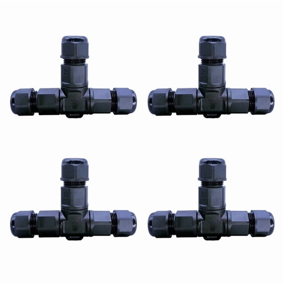 Pack of 4 IP68 Waterproof T Connectors Heavy Duty Wiring Solution Quick Installation for Outdoor Electrical Connections