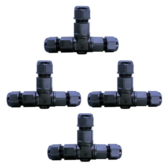 Pack of 4 IP68 Waterproof T Connectors Strong Wiring Solution Quick Installation for Outdoor Electrical Connection