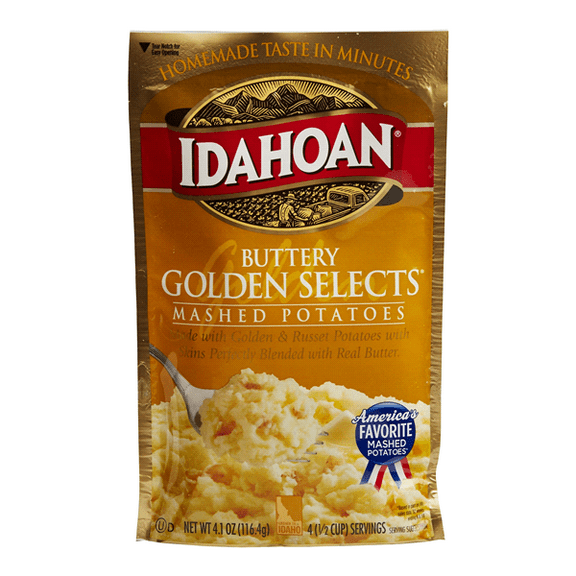 Pack of 4 Idahoan Buttery Golden Selects Mashed Potatoes, 4.1 oz