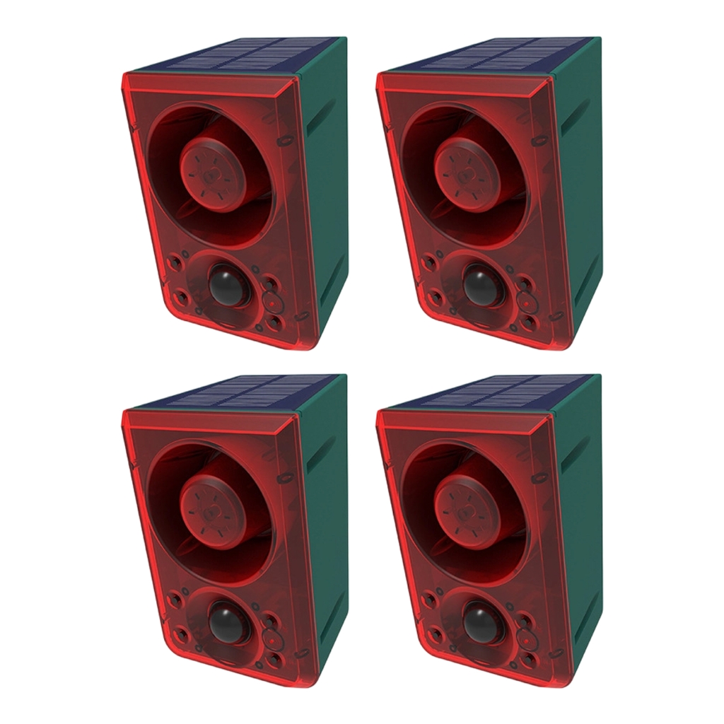 Pack of 4 Impermeable Ir Motion Transducer Alarms Solar Outdoor Security Against Animals