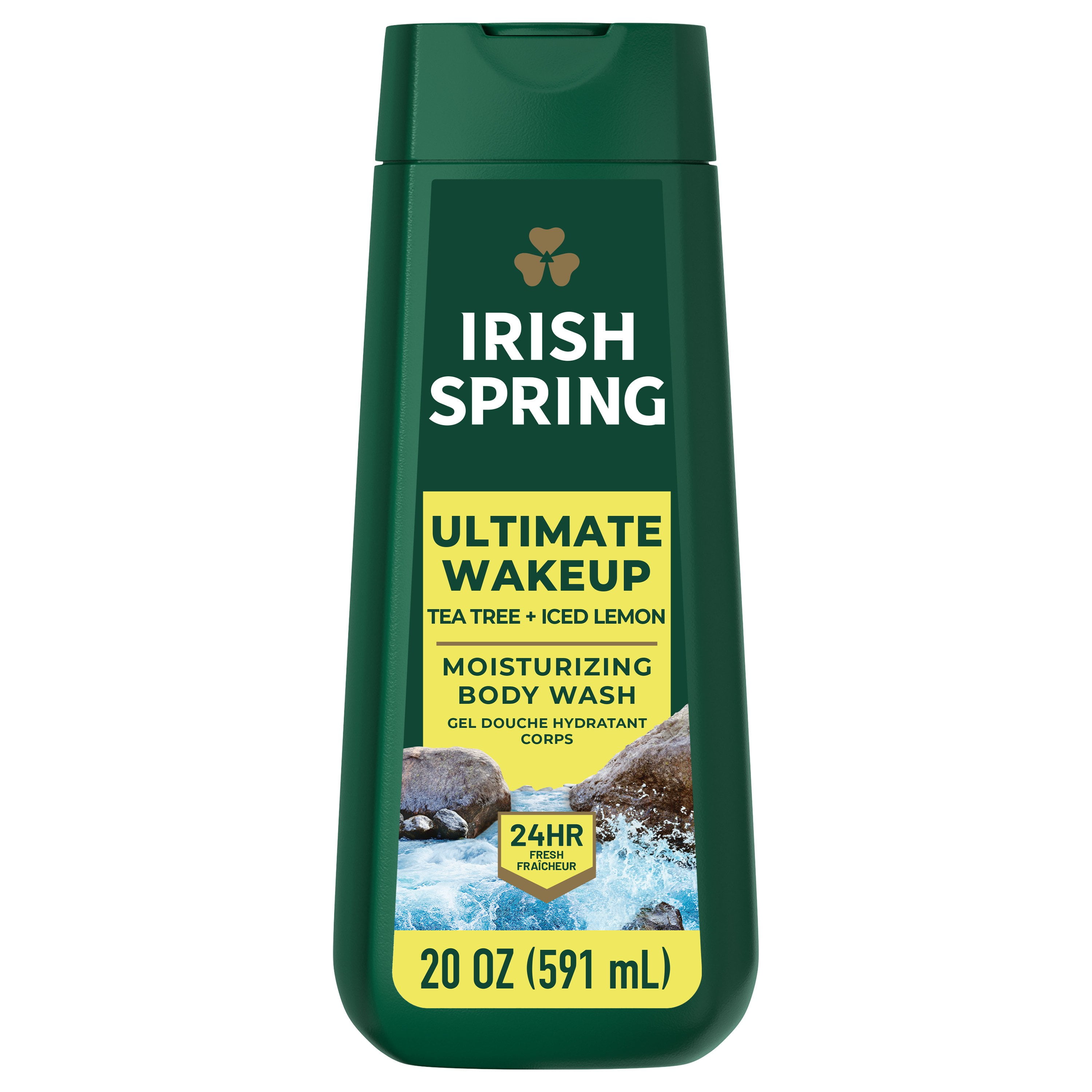 Pack of 4 Irish Spring Ultimate Wakeup Moisturizing Face + Body Wash - Tea Tree + Iced Lemon - 20 oz - Package may vary