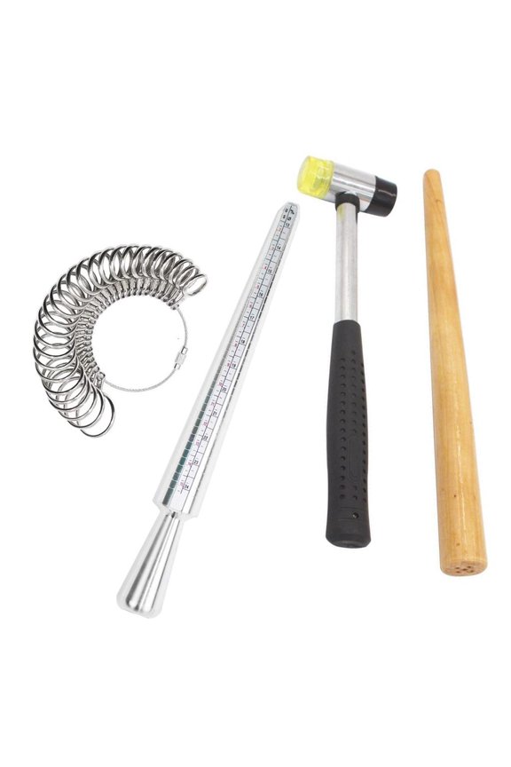 Pack of 4 Jewelry Rings Sizer and Mandrel Tool Rings Size Measuring Tool Efficient Circumference Sizing Tools