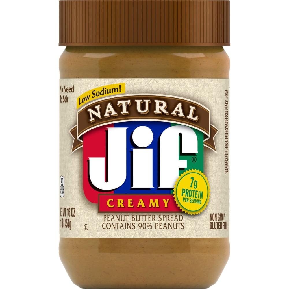 Pack of 4 Jif Natural Creamy Peanut Butter, 16 oz (packaging may vary)