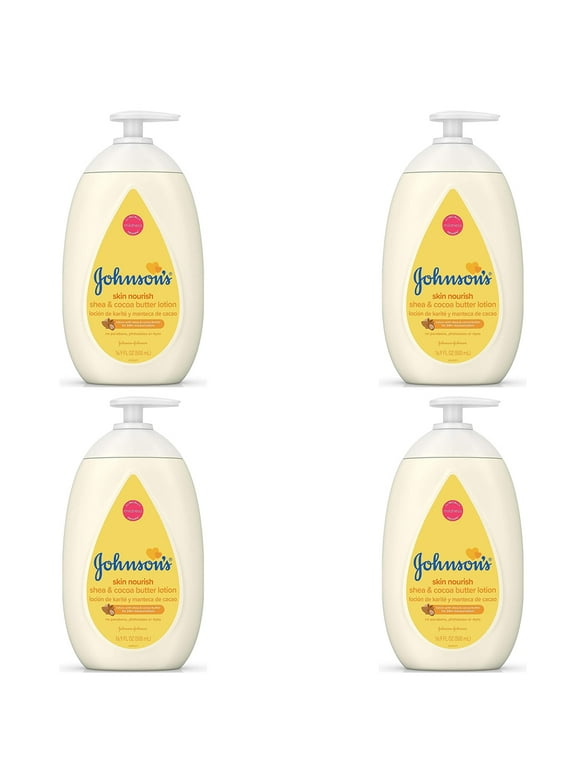 Pack of (4) Johnson’s Moisturizing Dry Skin Baby Lotion with Shea And Cocoa Butter, 16.9 Fluid Ounce