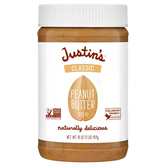 Pack of 4 Justin's Classic Peanut Butter Jar 16oz, 16 oz (packaging may vary)