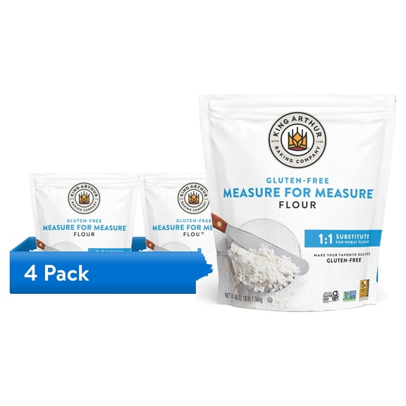 (4 pack) King Arthur Baking Company Non-GMO Project Verified, Certified Gluten-Free Measure for Measure Flour, 3 lb Bag