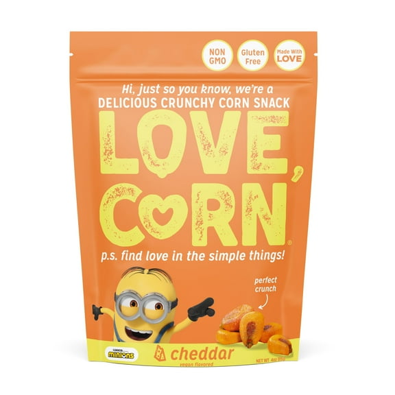 Pack of 4 LOVE CORN Crunchy Corn Snack - Cheezy - 4 oz - Package may vary
