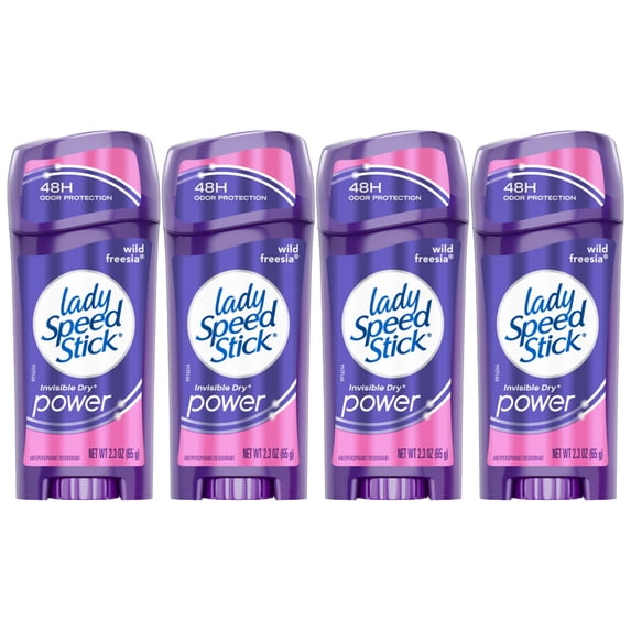 Pack of (4) Lady Speed Stick Invisible Dry Power Antiperspirant Deodorant, Wild Freesia, 2.3 Oz