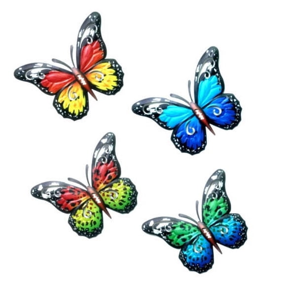 Pack of 4 Large Metal Butterflies Garden Ornament Butterfly Wall Art Decor