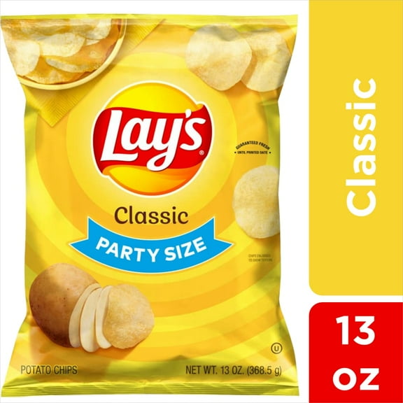 Pack of 4 Lay's Classic Potato Chips Party Size, 13 oz (packaging may vary)