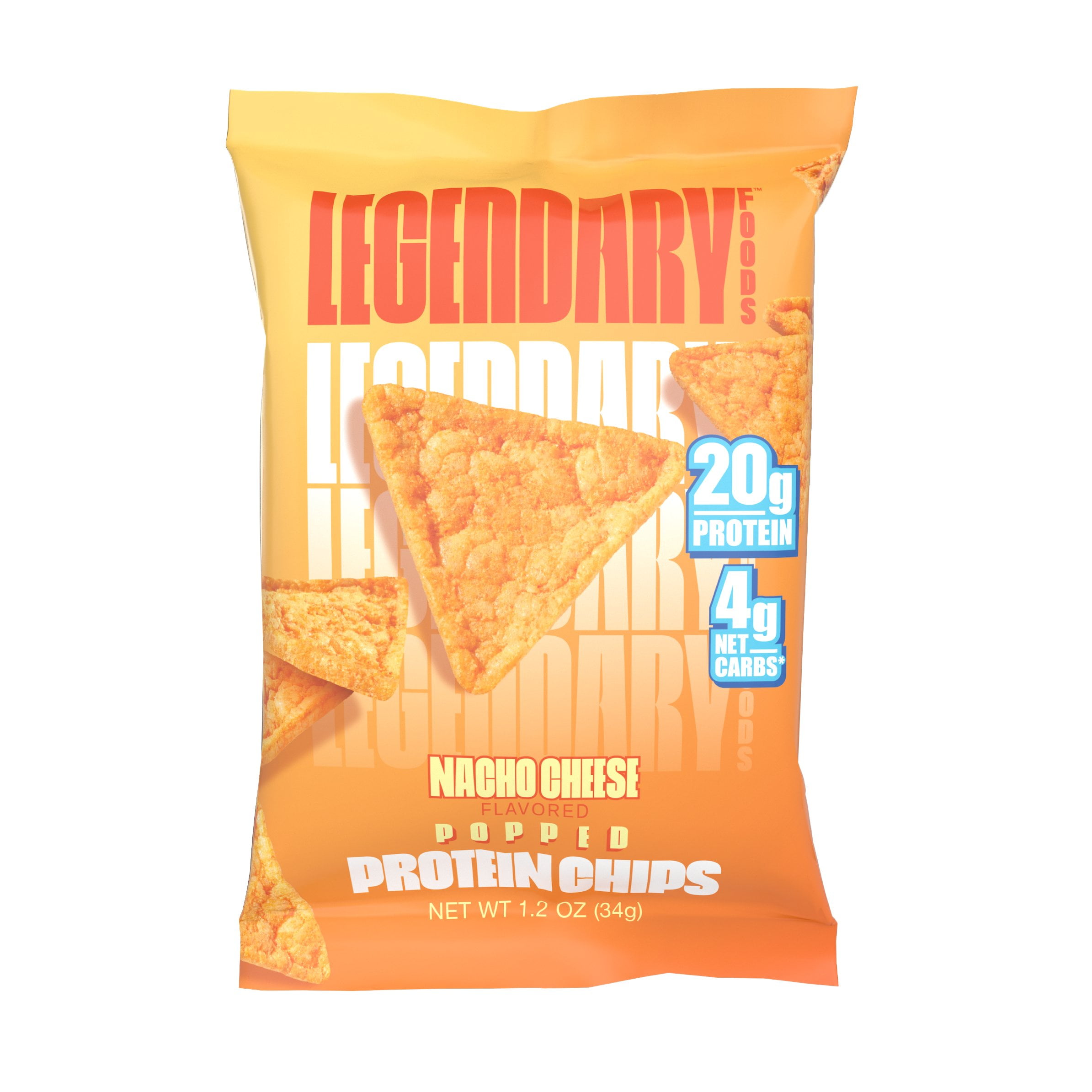 Pack of 4 Legendary Foods 20g Protein Chips - Nacho Cheese - 1.2 oz - Package may vary