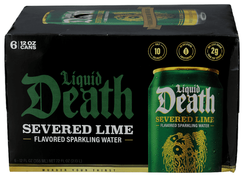 (Pack of 4) Liquid Death Sparkling Water Served with Lime 6 Pack 72 Fo