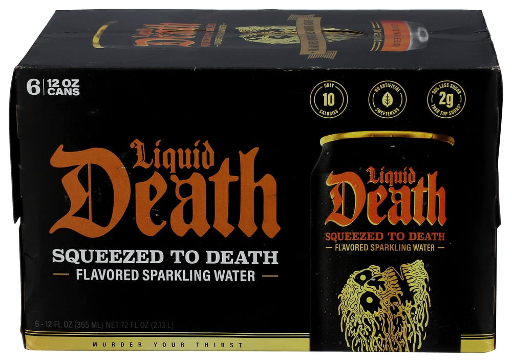 (Pack of 4) Liquid Death Sparkling Water Squeezed To Death 6 Pack 72 Fo