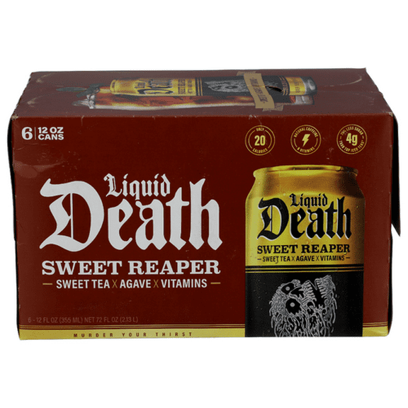 (Pack of 4) Liquid Death Sweet Reaper Tea RTD 6 Pack 72 fl oz