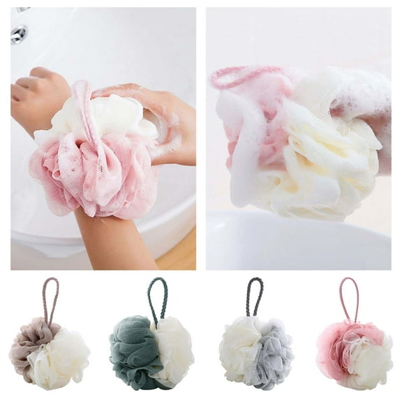 Pack of 4 Loofah Bath Sponge Luffa Loofa Body Scrubber Soft Mesh Pouf Wash Puff Shower Puff Shower Ball Exfoliating Shower Sponge