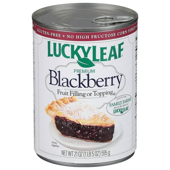 Pack of 4 Lucky Leaf Premium Blackberry Pie Fruit Filling & Topping - 21 oz - Package may vary