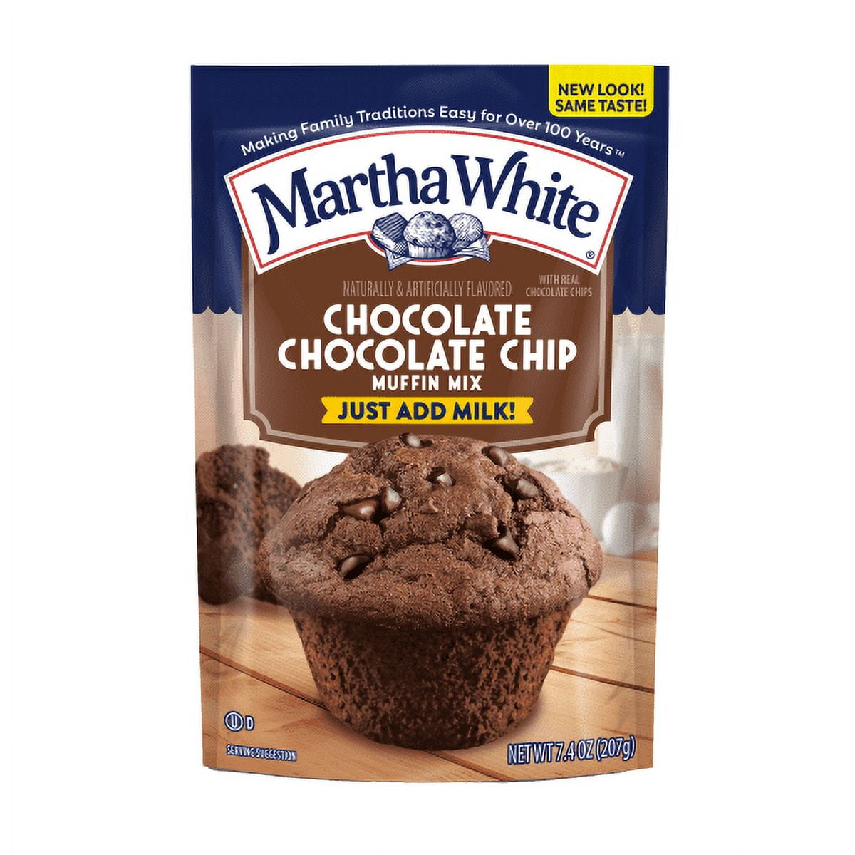 Pack of 4 Martha White Chocolate Chocolate Chip Flavored Muffin Mix, 7.4 oz