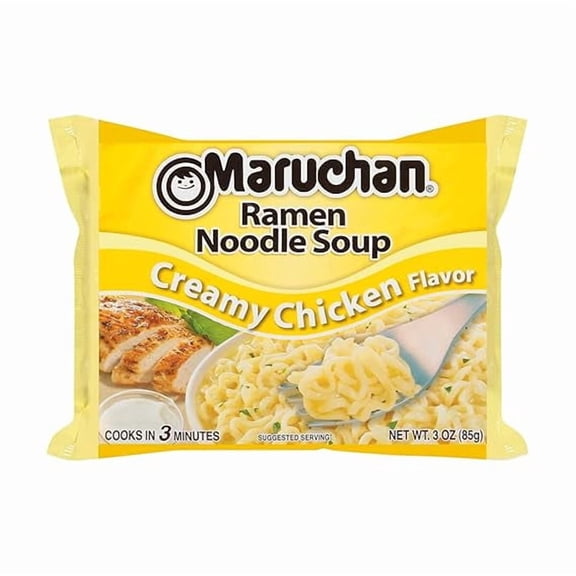 (Pack of 4) Maruchan, Ramen Noodle Soup, Creamy Chicken Flavor, 3 oz