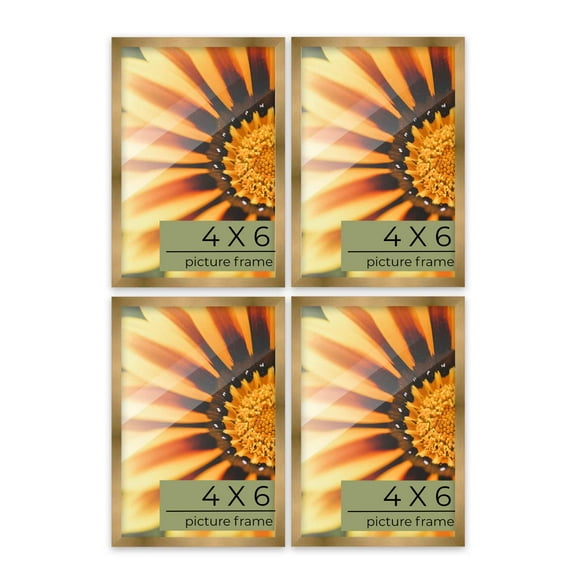 Pack of 4 Metallic Bronze 4x6 Picture Frames | Solid Wood | UV-Resistant Acrylic | Easy Gallery