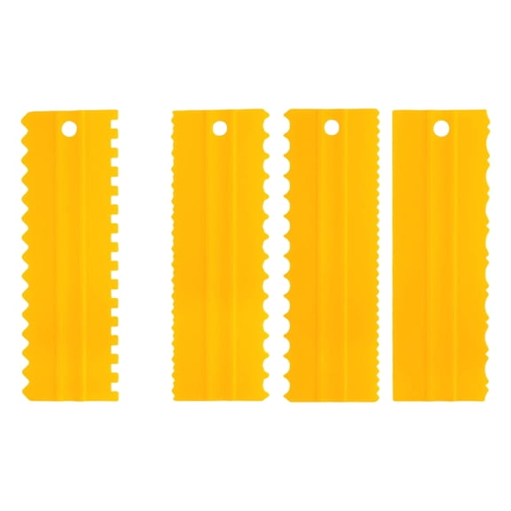 Pack of 4 Multiple Shape Cake Scrapers for Baking and Decorating Plastic Combs