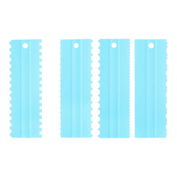 Pack of 4 Multiple Shape Cake Scrapers for Baking and Decorating Plastic Combs