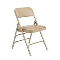 (Pack of 4) NPS® 1300 Series Deluxe Vinyl Upholstered Triple Brace Double Hinge Folding Chair, French Beige