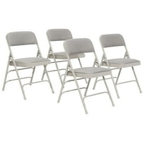 (Pack of 4) NPS® 2300 Series Deluxe Fabric Upholstered Triple Brace Double Hinge Premium Folding Chair, Greystone