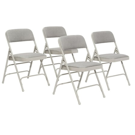 (Pack of 4) NPS® 2300 Series Deluxe Fabric Upholstered Triple Brace Double Hinge Premium Folding Chair, Greystone