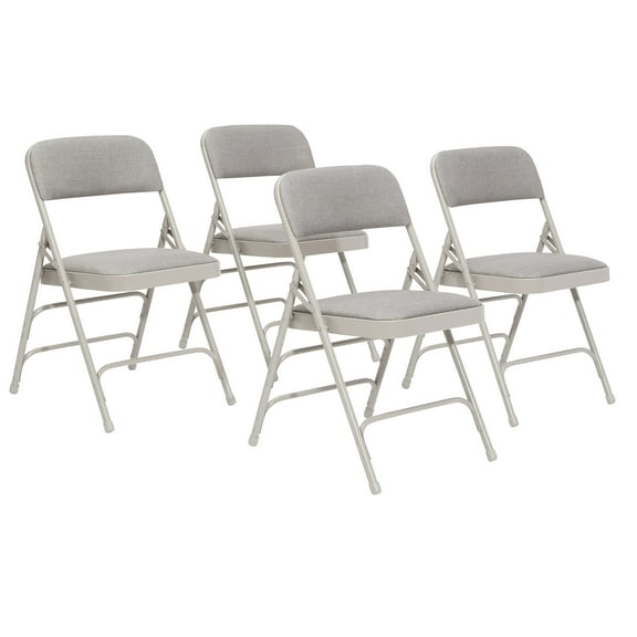(Pack of 4) NPS® 2300 Series Deluxe Fabric Upholstered Triple Brace Double Hinge Premium Folding Chair, Greystone