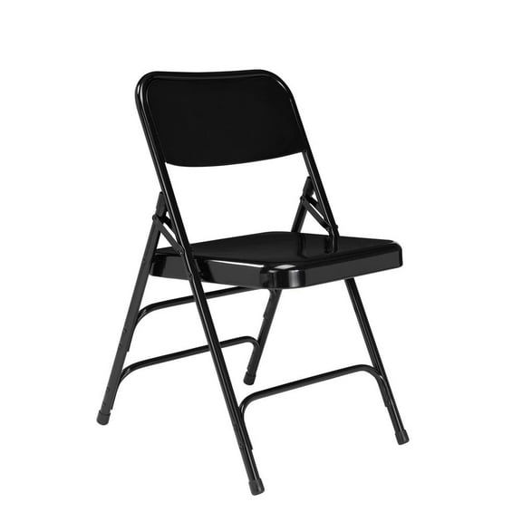 (Pack of 4) NPS® 300 Series Deluxe All-Steel Triple Brace Double Hinge Folding Chair, Black