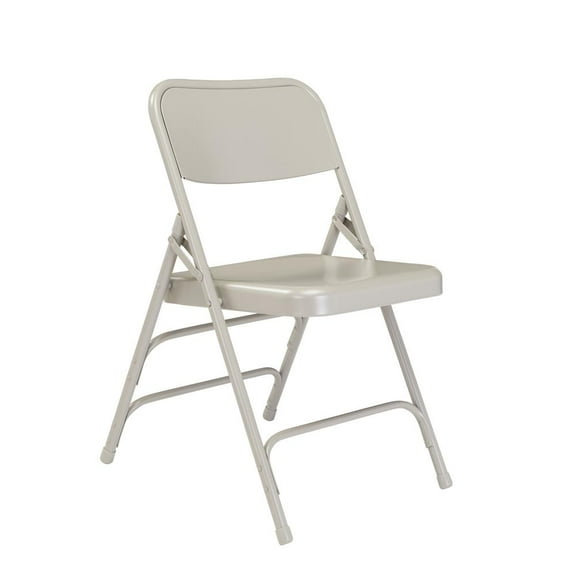 (Pack of 4) NPS 300 Series Deluxe All-Steel Triple Brace Double Hinge Folding Chair, Grey