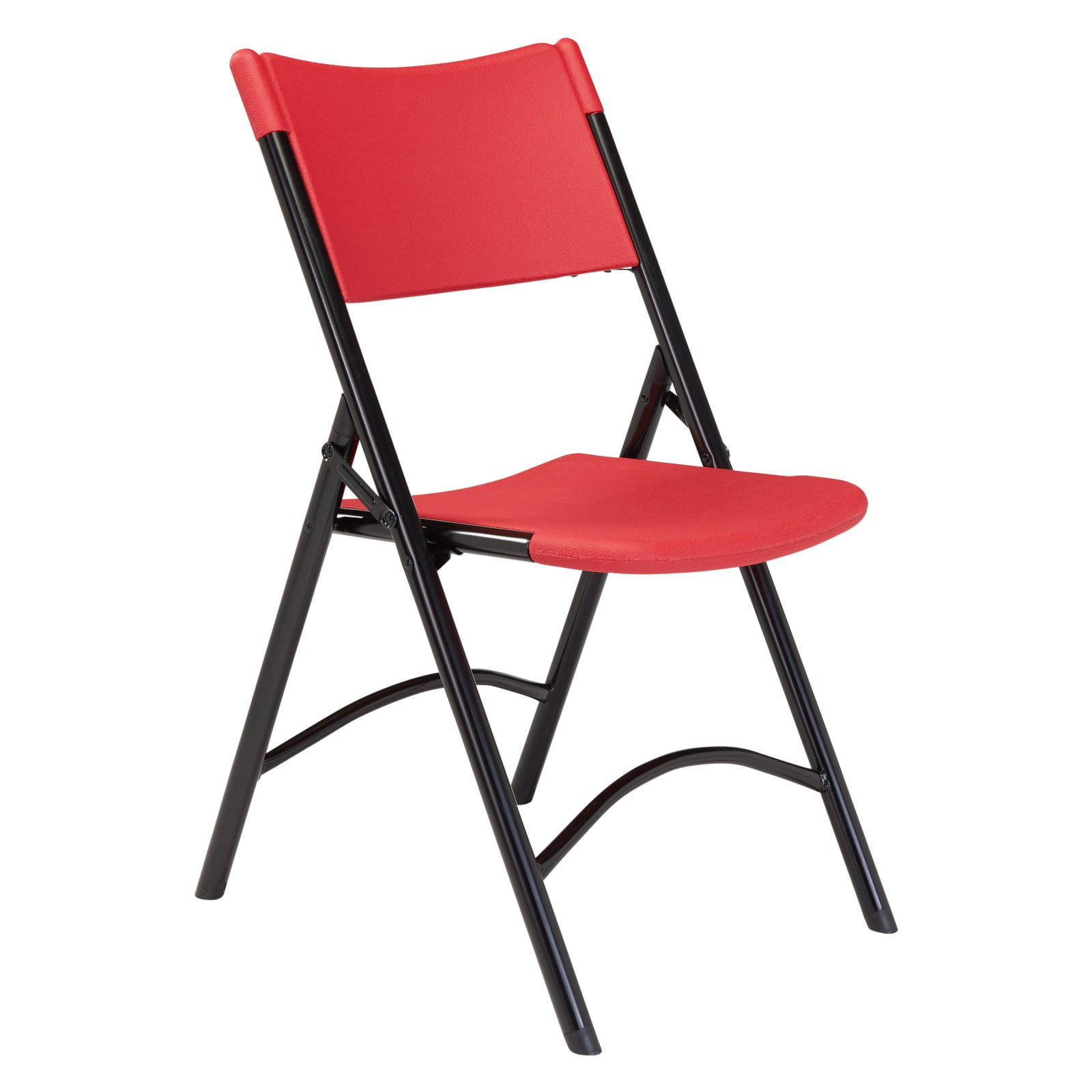 Red Resin Folding Chair Set with Black Frame, Pack of 4