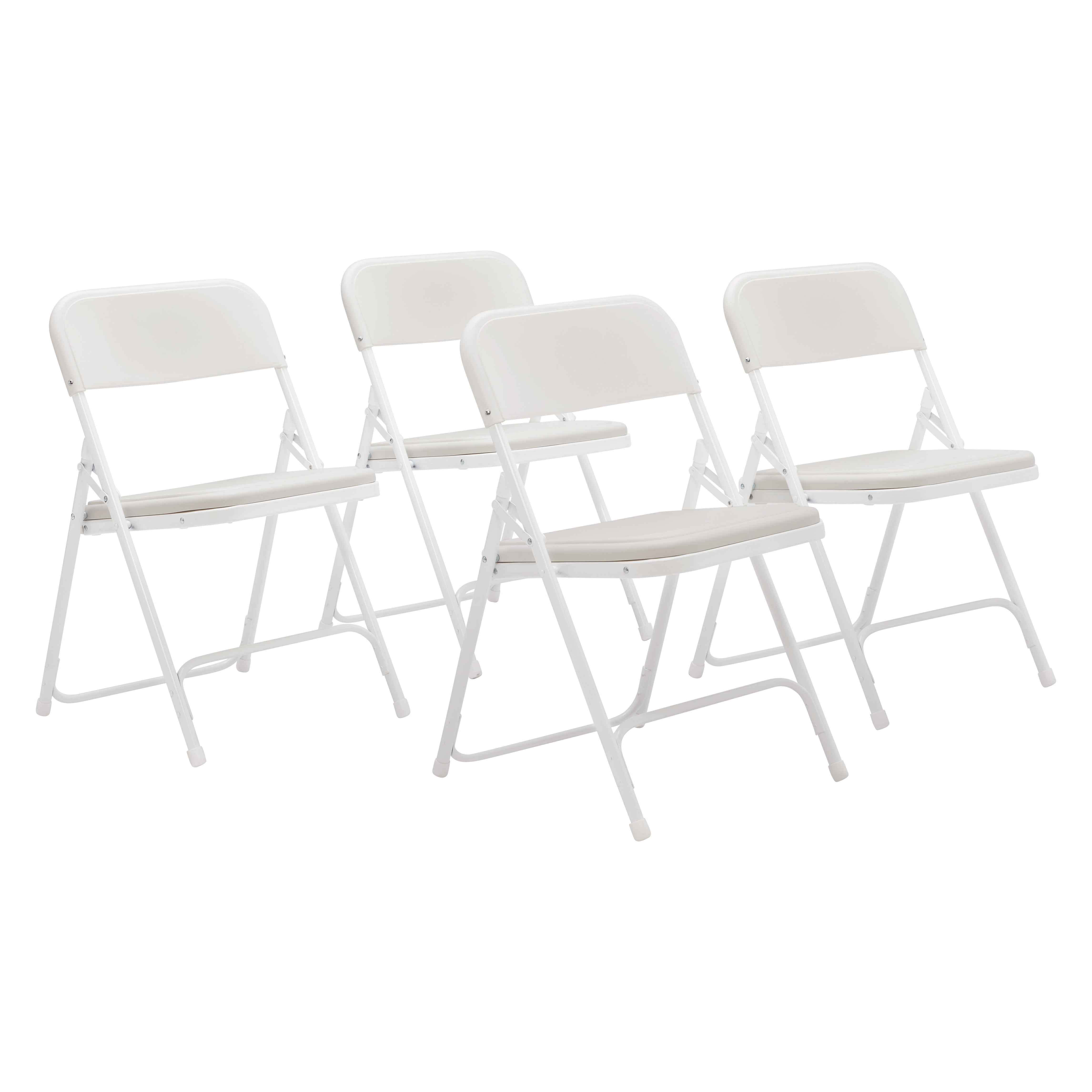 Bright White Metal Armless Stacking Reception Chair Set