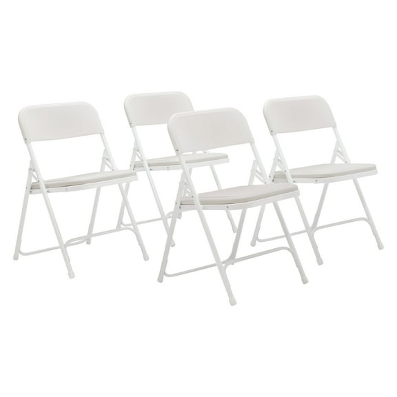 (Pack of 4) NPS 800 Series Premium Lightweight Plastic Folding Chair, Bright White
