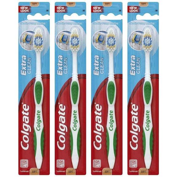 Pack of 4 New Colgate Extra Clean Circular Power Bristles Toothbrush Soft Colour May Vary