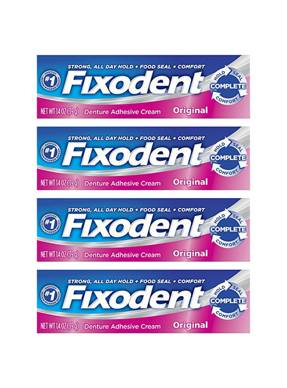 Pack of 4 New Fixodent Denture Adhesives Cream, Original - 1.4 Oz