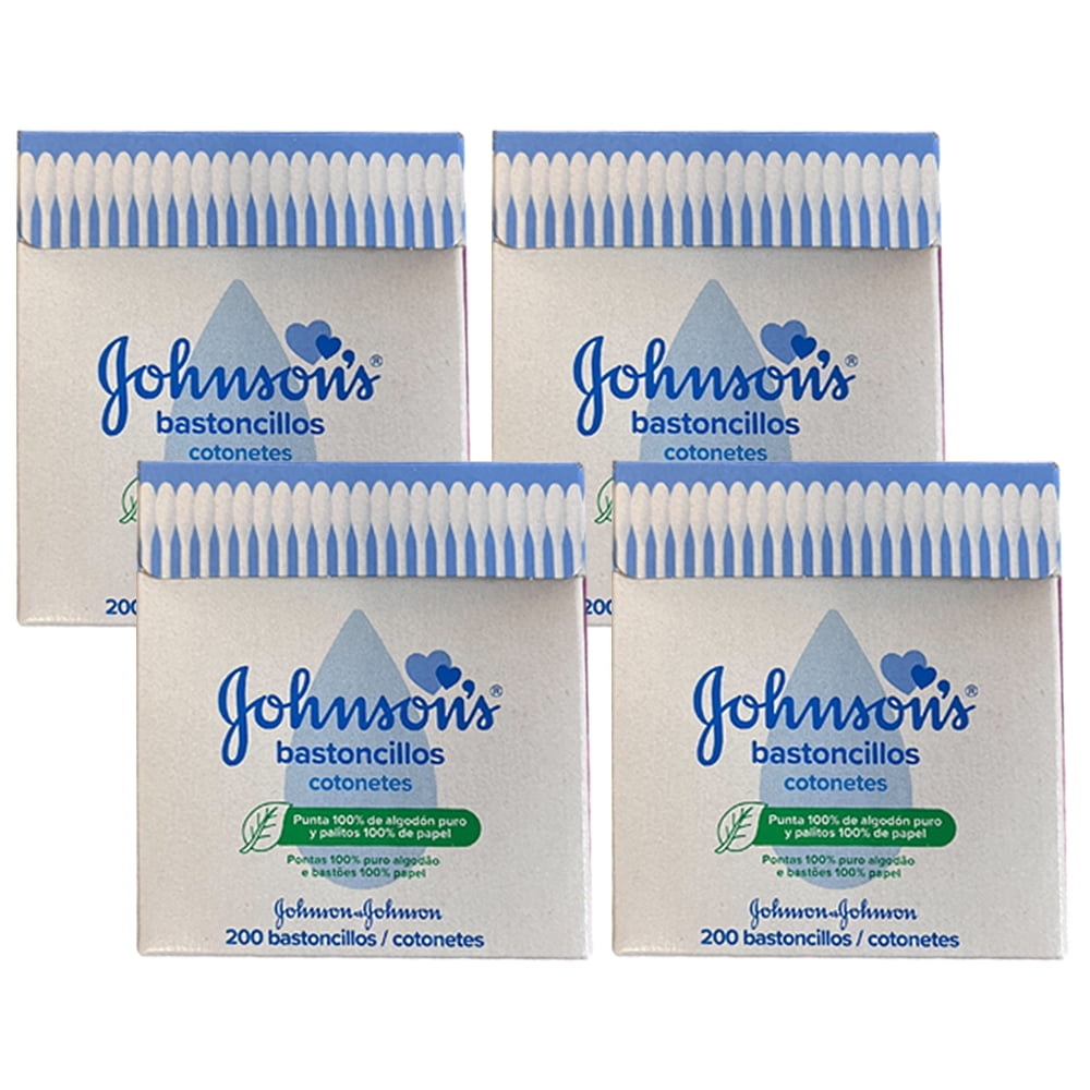 Pack of 4 New Johnsons Baby Cotton Buds 1 X 200 Drum