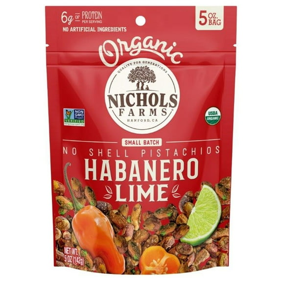 Pack of 4 Nichols Farms Organic No Shell Pistachios - Habanero Lime - 5 oz - Package may vary