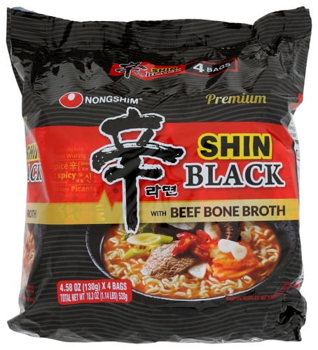 Pack of 4 Nong Shim Shin Black Ramyun Noodle 4-Pack 18.32 oz