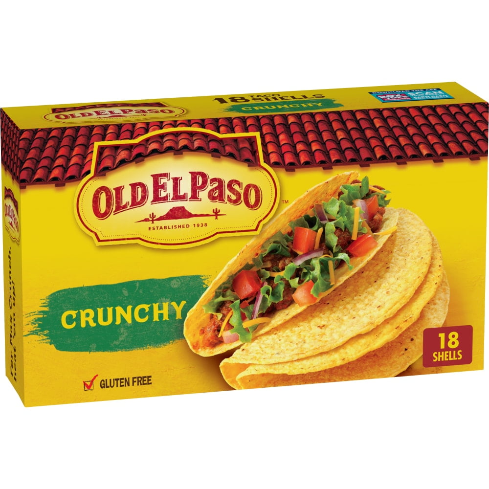 Pack of 4 Old El Paso Gluten Free Crunchy Taco Shells, 18 ct, 0.38 oz (packaging may vary)