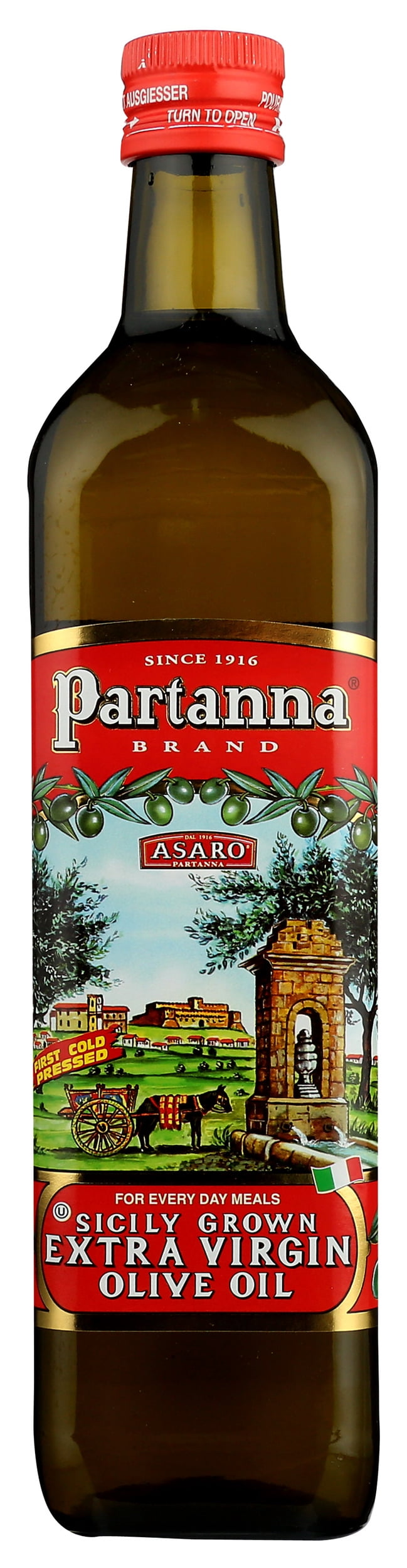 Pack of 4, Partanna Sicily Grown Extra Virgin Olive Oil, 750 ml