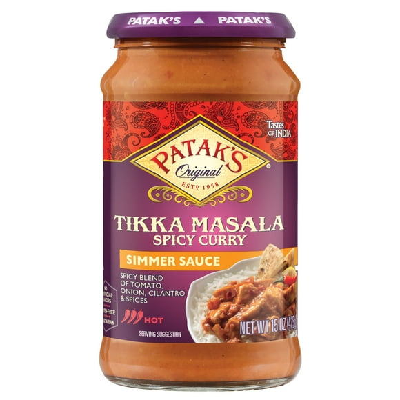 Pack of 4 Patak's Tikka Masala Spicy Curry Simmer Sauce - Hot - 15 oz - Package may vary