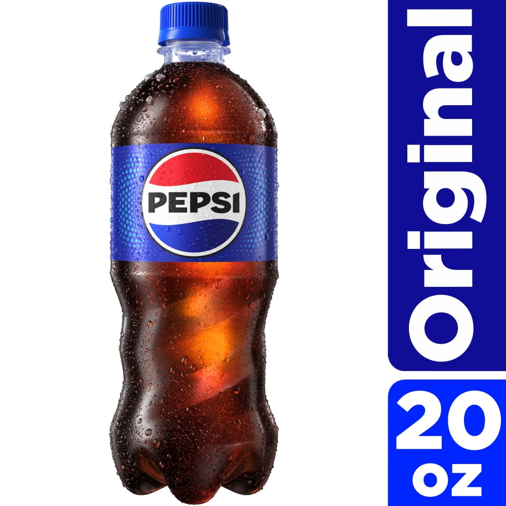 Pack of 4 Pepsi Cola Soda Bottle, 20 fl oz (packaging may vary)
