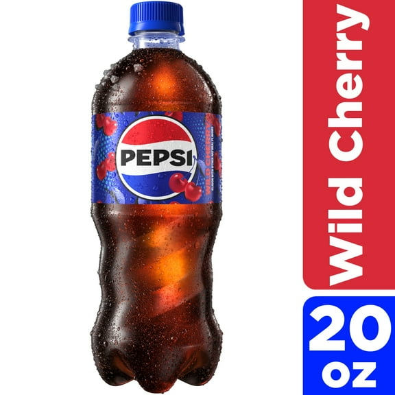 Pack of 4 Pepsi Cola Wild Cherry Soda Bottle, 20 fl oz (packaging may vary)