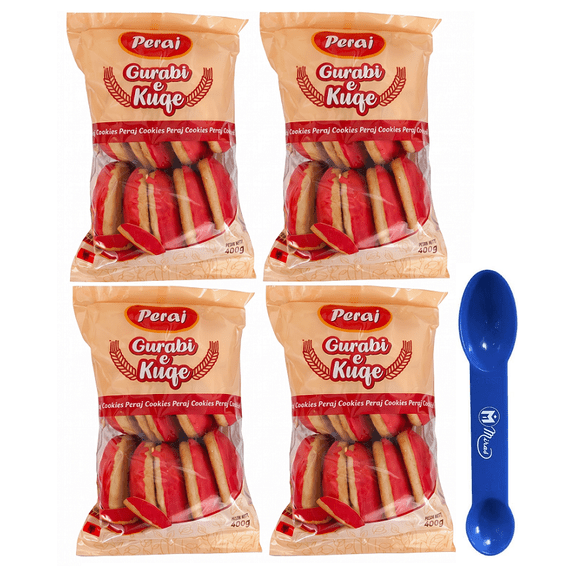 (Pack of 4) Peraj Red Old Fashion Cookies (Gurabi e Kuqe) 400g (2in1) Miras Trademark Measuring Spoon Included)